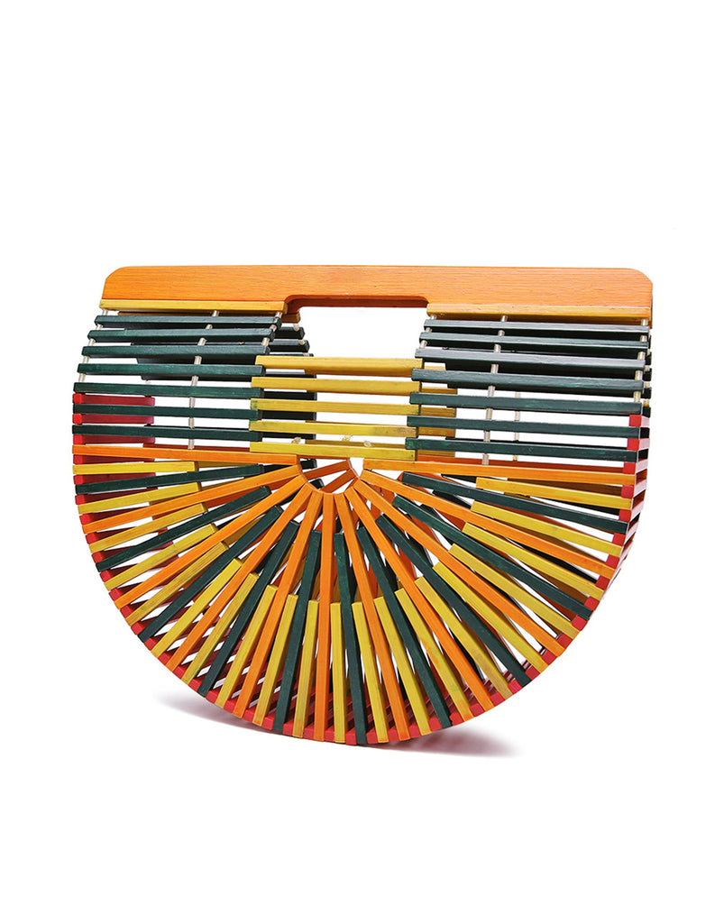 Women's Arc Bag Tropical Handbag Half-moon Bamboo Grab Clutch Bag In Multicolor