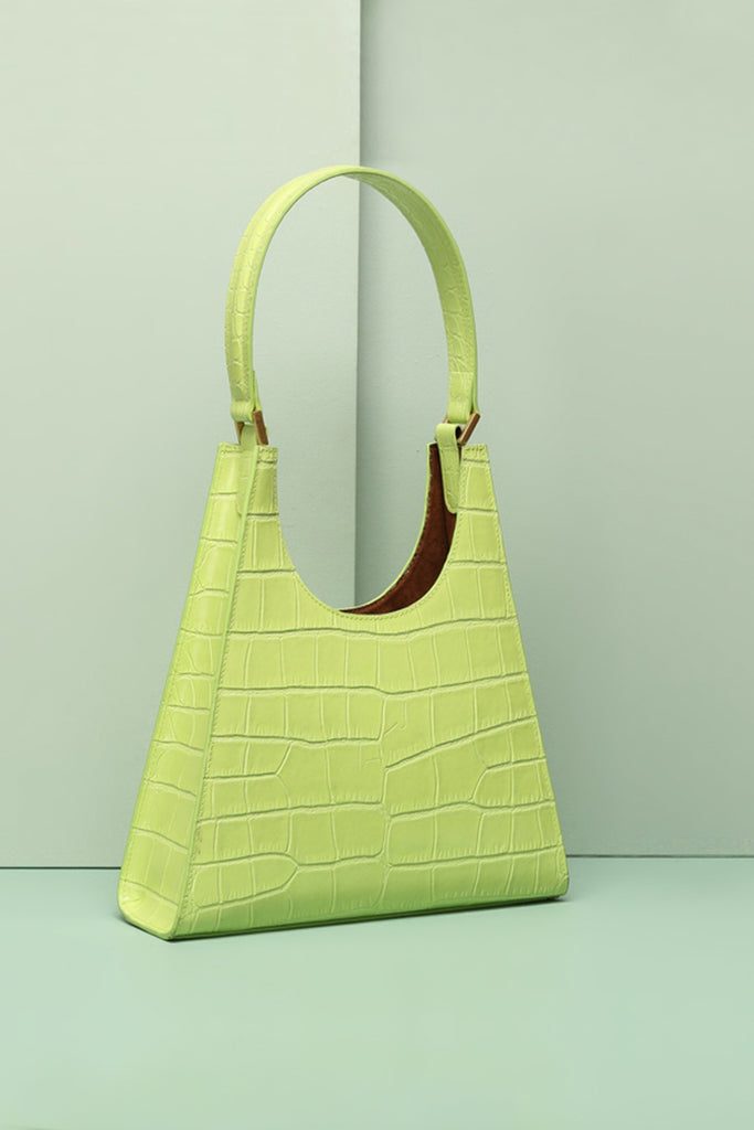 Mini Neon Blue Crocodile Embossed Square Bag