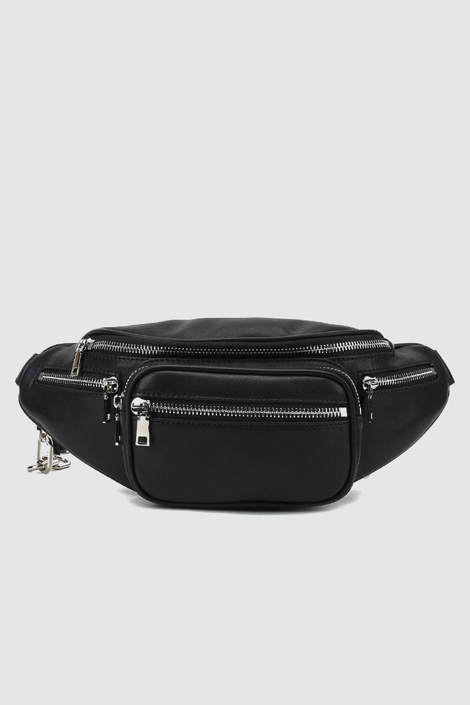 Soft Leather Belt Bag - Black