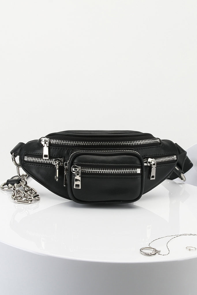 Women's Attica Leather Fanny Pack Archer Chain Belt Bag Designer Waist Bag Soft Bum Bag - POPBAE