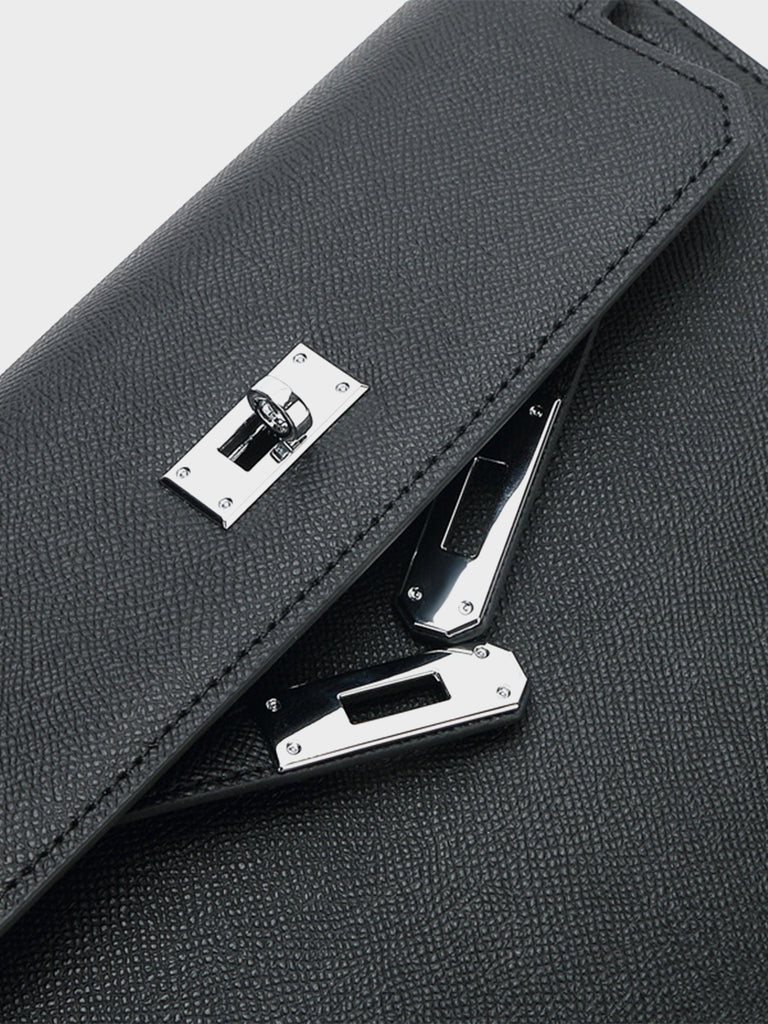 Flap-top Messenger Bag Silver Hardware Crossbody Clutch - POPBAE