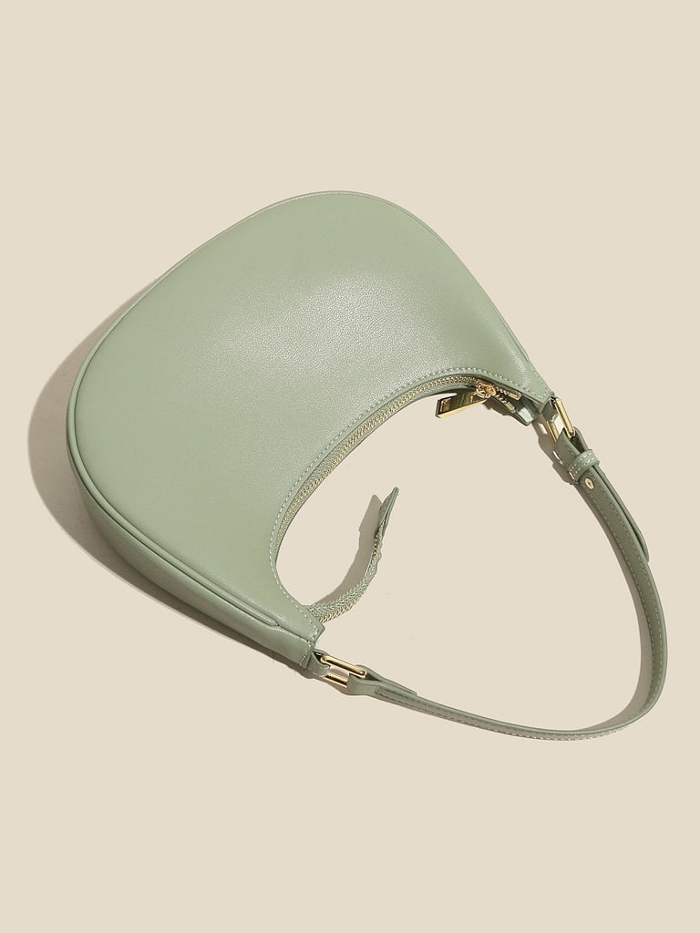 Women's Ava Bag Leather Moon Bag 90s Baguette Armpit Shoulder Handbag - POPBAE