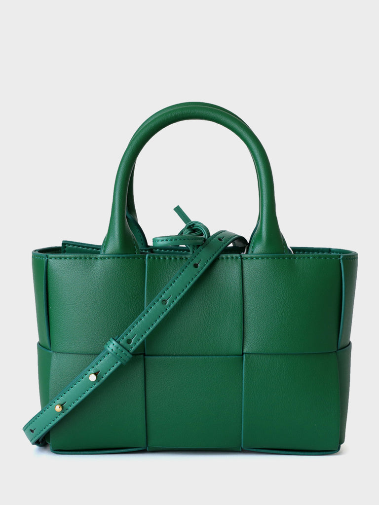 Arco Tote Bag Square Woven Basket Bag Braiding Shoulder Bag - POPBAE
