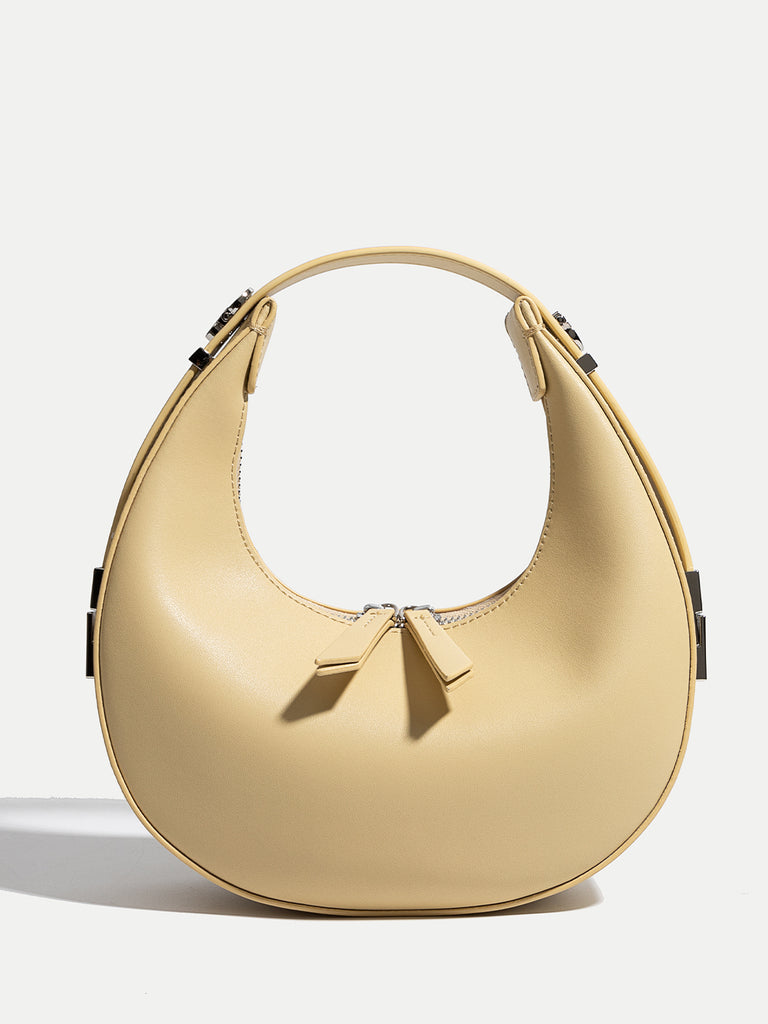 Women's Leather Half Moon Shoulder Bag 90s Crescent Handbag Toni Bag - POPBAE
