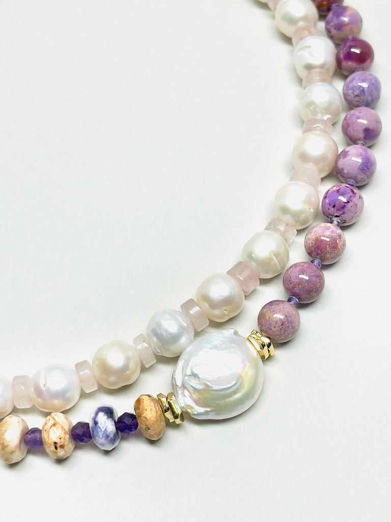 Natural Stone Purple Mica&Opal Baroque Pearl Necklace  | SAWUBONA - POPBAE