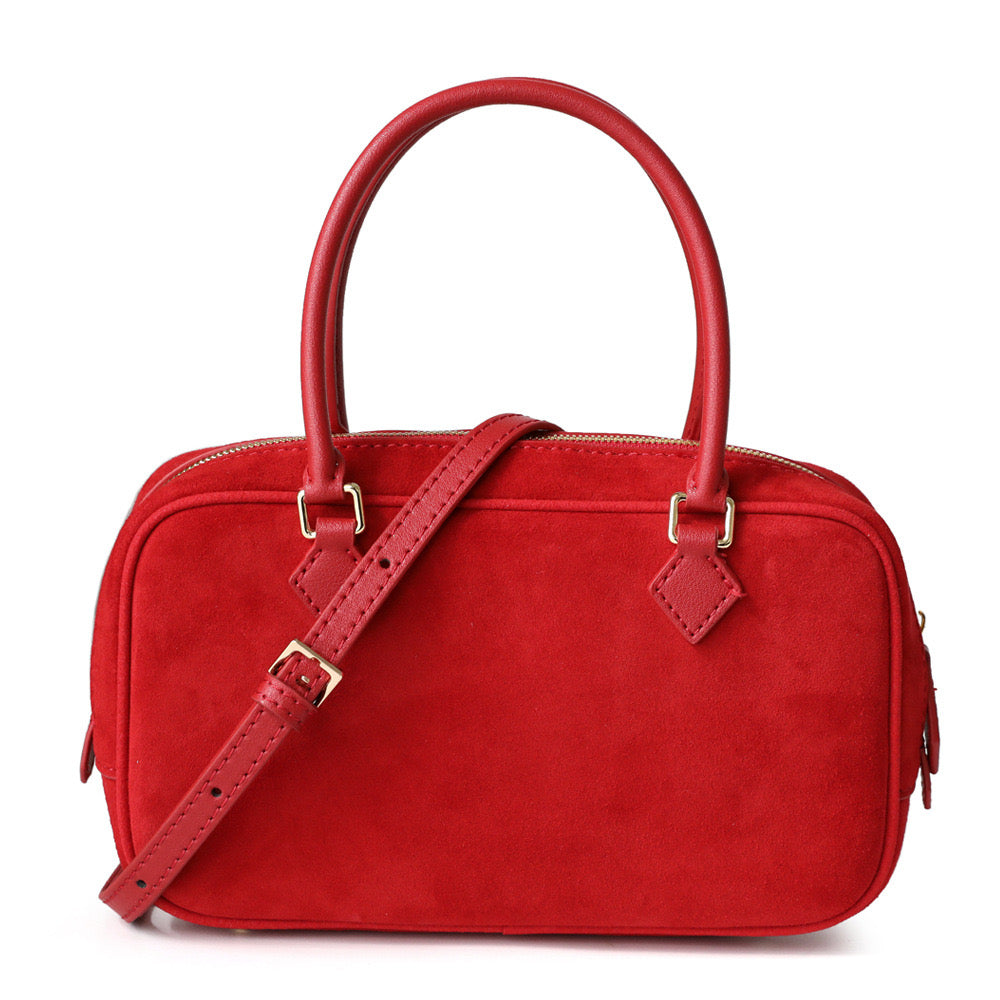 Suede Leather Top Handle Tote Bag Boston Shoulder Bag