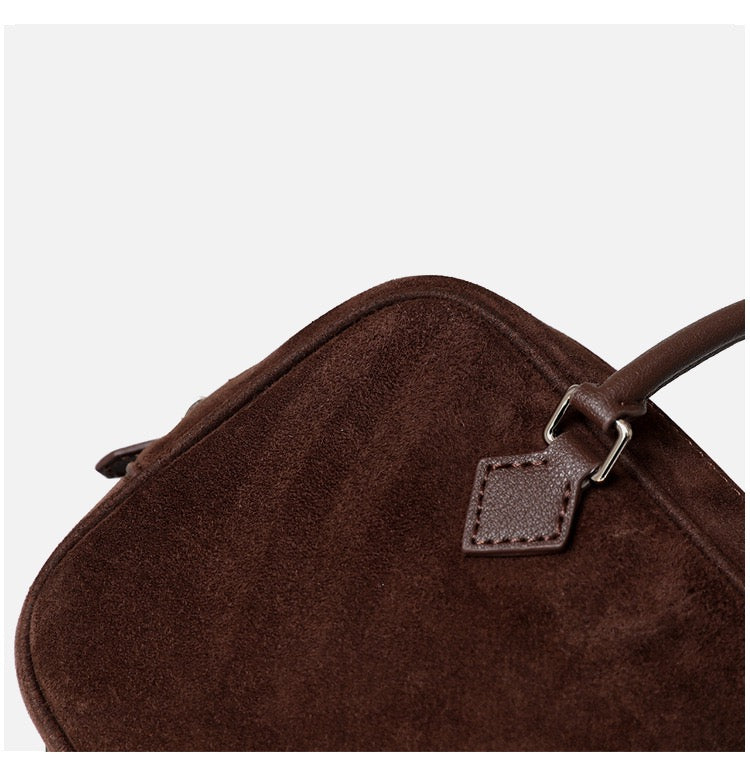 Suede Leather Top Handle Tote Bag Boston Shoulder Bag