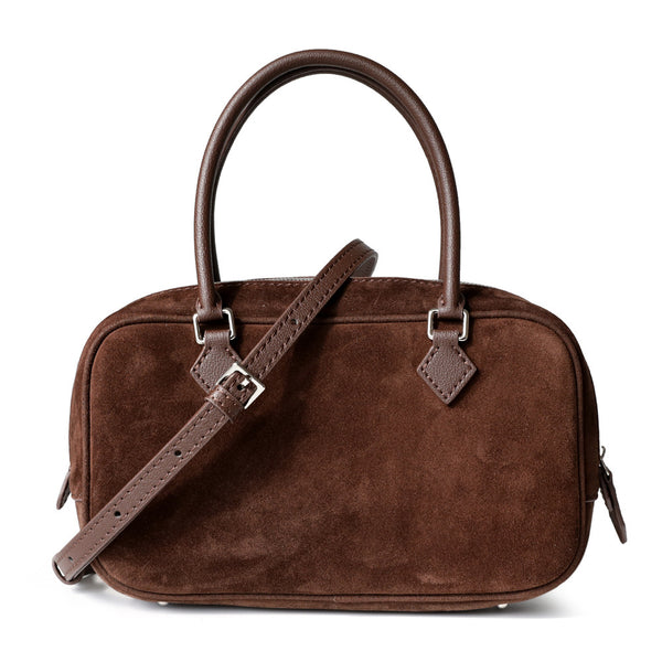 Suede Leather Top Handle Tote Bag Boston Shoulder Bag