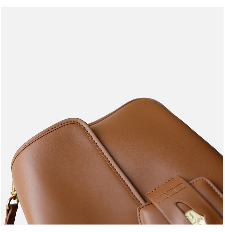 Soft Leather Flap Messenger Shoulder Bag