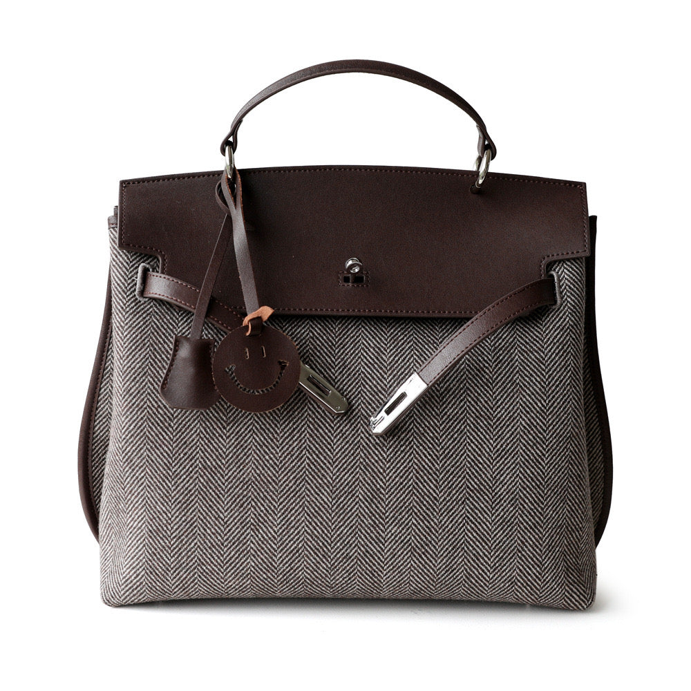 Top Handle Tote Bag Vintage Canvas Leather Shoulderbag