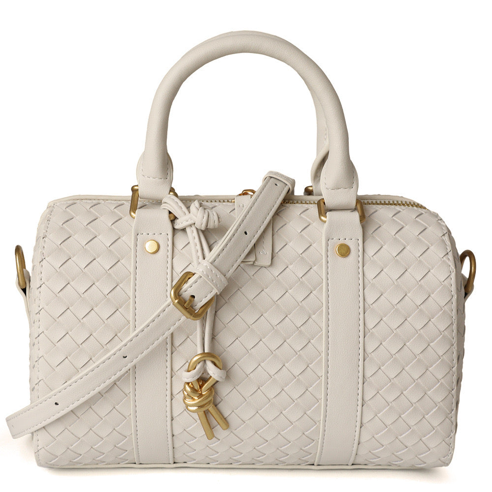 Woven Leather Pillow Bag Top Handle Boston Bag