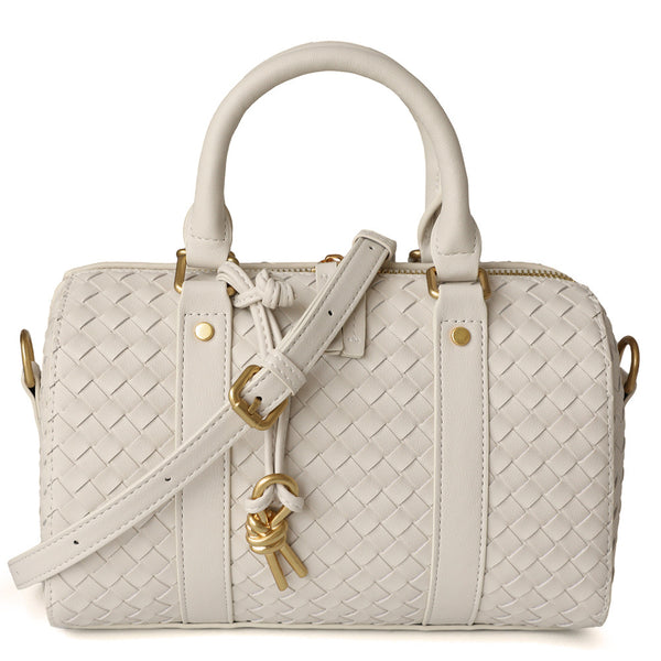 Woven Leather Pillow Bag Top Handle Boston Bag