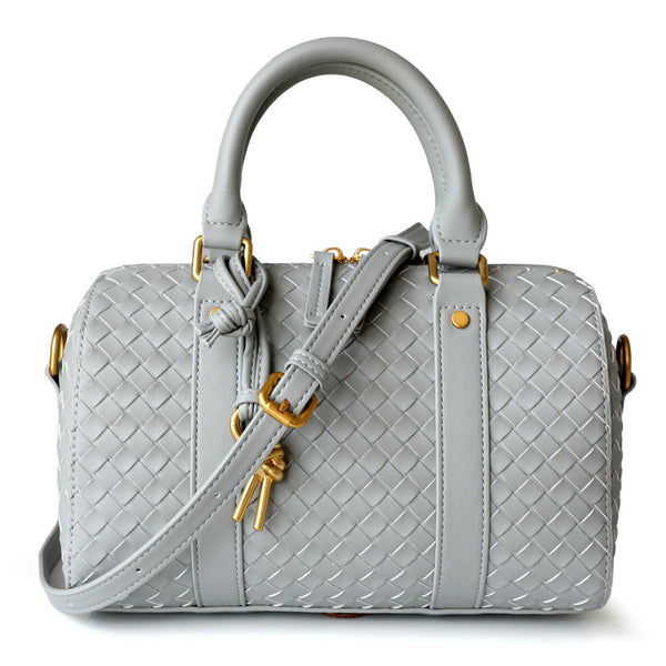Woven Leather Pillow Bag Top Handle Boston Bag