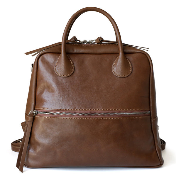 Leather Top-handle Shoulder Bag Multi Wear Backpack