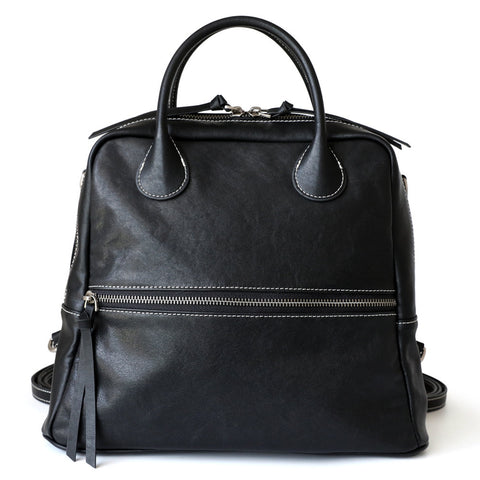 Leather Top-handle Shoulder Bag Multi Wear Backpack