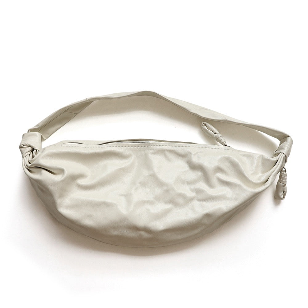 Croissant Bag Ruched Leather Knotted Strap Hobo Bag