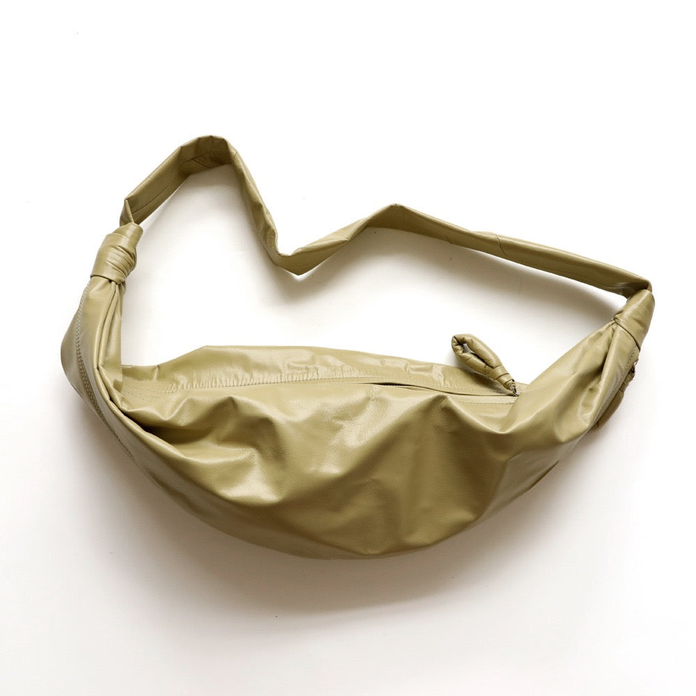 Croissant Bag Ruched Leather Knotted Strap Hobo Bag