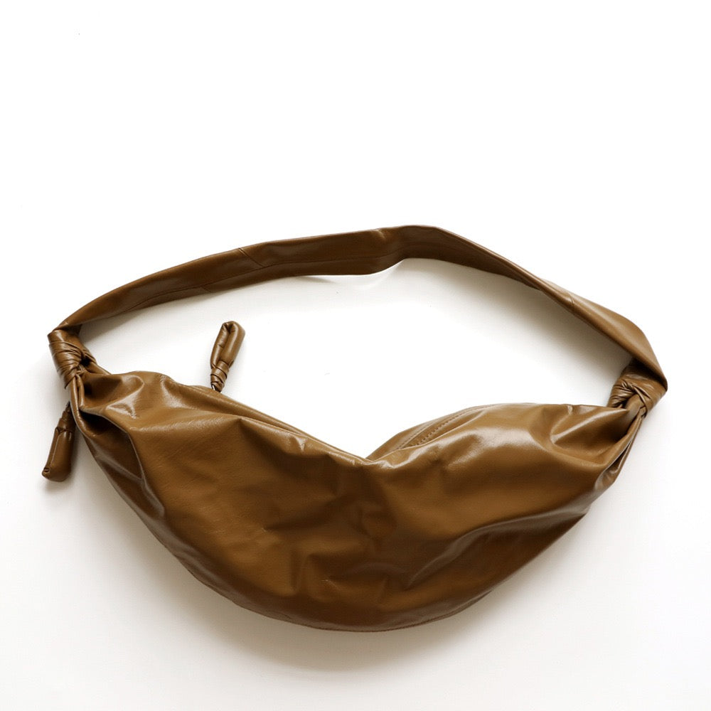 Croissant Bag Ruched Leather Knotted Strap Hobo Bag
