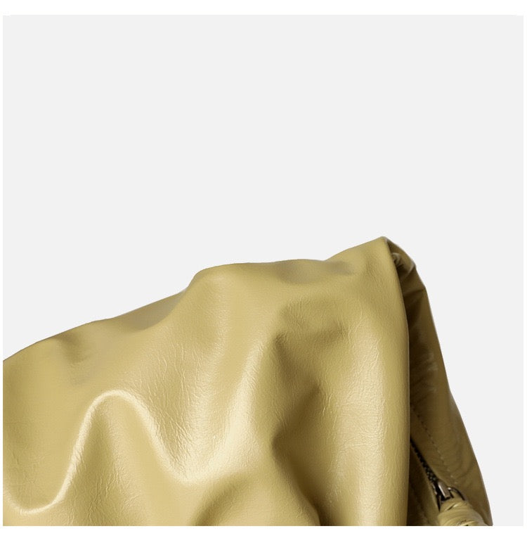 Croissant Bag Ruched Leather Knotted Strap Hobo Bag