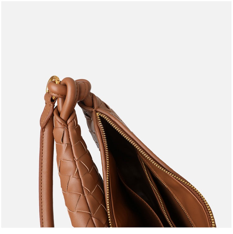 Woven Leather Moon Bag Top Handle Armpit Bag