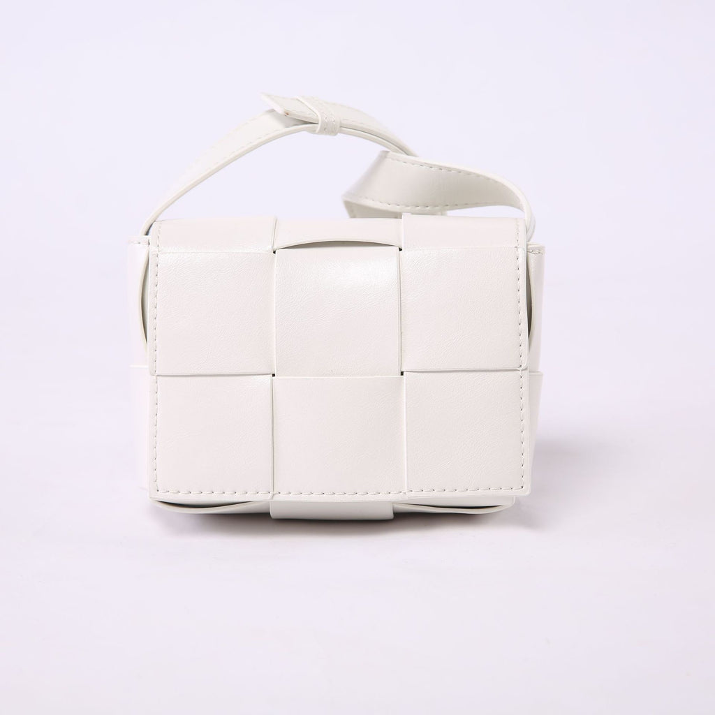 Mini Square Padded Cassette Bag Woven Wax Leather Shoulder Bag Crossbody Handbag