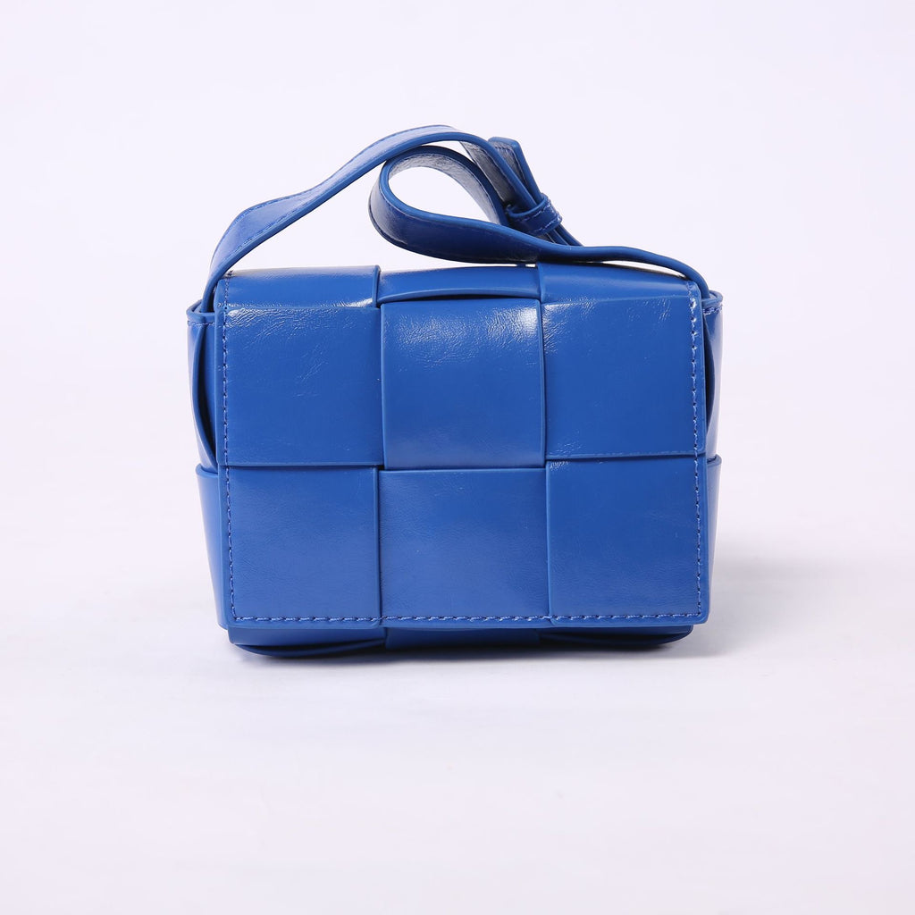 Mini Square Padded Cassette Bag Woven Wax Leather Shoulder Bag Crossbody Handbag