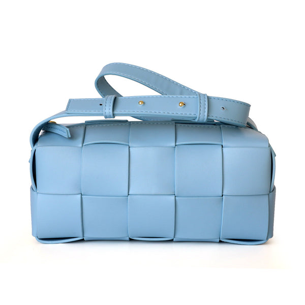 Square Cassette Woven Bag Leather Crossbody Pillow Bag