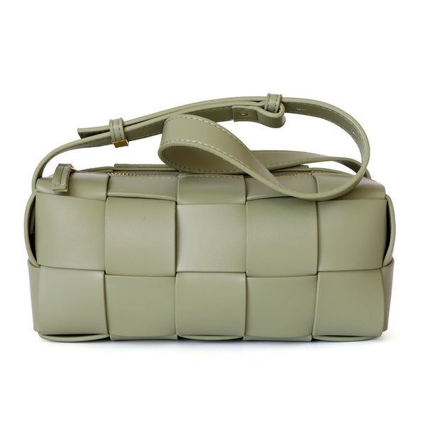 Square Cassette Woven Bag Leather Crossbody Pillow Bag