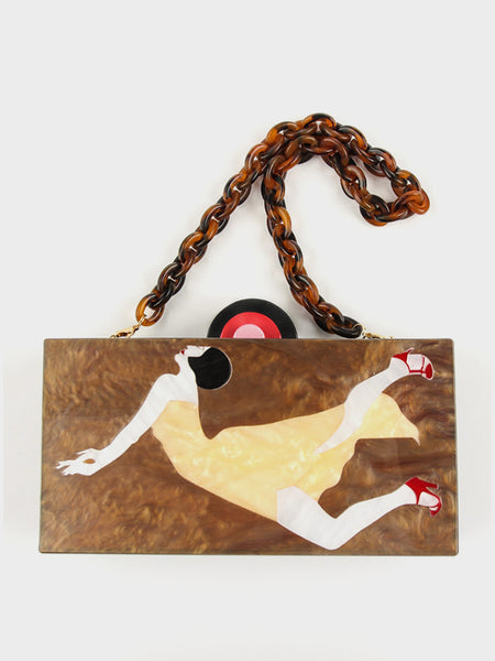 Women's Tortoiseshell Clutch Bag Retro Style Detachable Strap Handbag - POPBAE