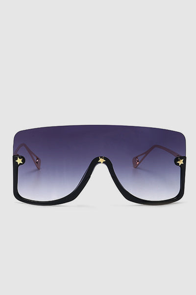 PopBae Women's Oversized Visor Sunglasses With Graduated Lens In Black - POPBAE