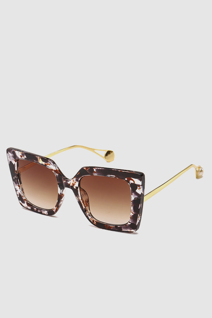 PopBae Women's Retro Cat Sunglasses With Pearl Detail In Tortoise - POPBAE