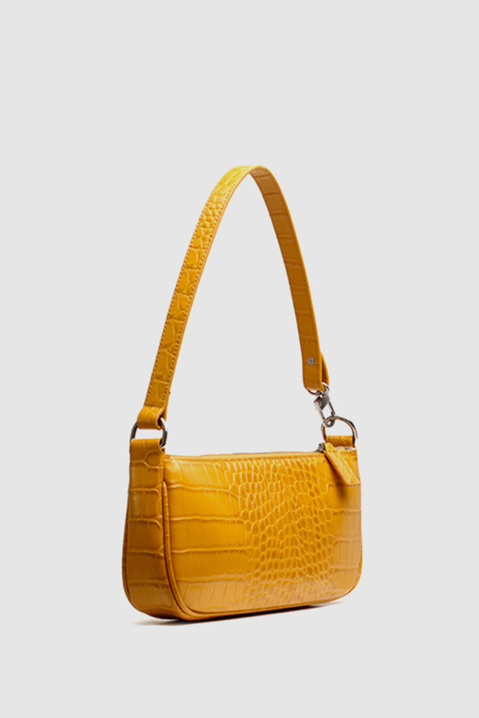 Women's Croc Effect Shoulder Bag 90s Baguette Handbag - POPBAE