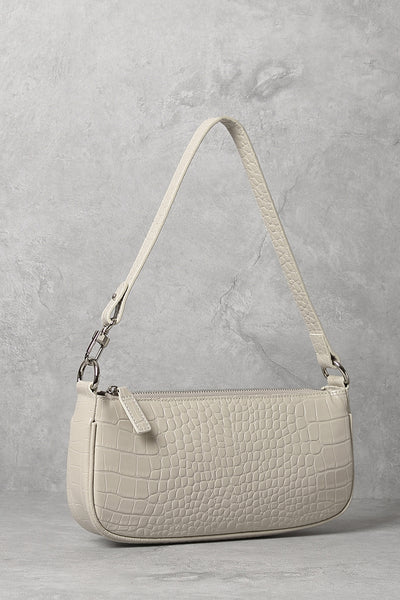 Women's Croc Effect Shoulder Bag 90s Baguette Handbag - POPBAE