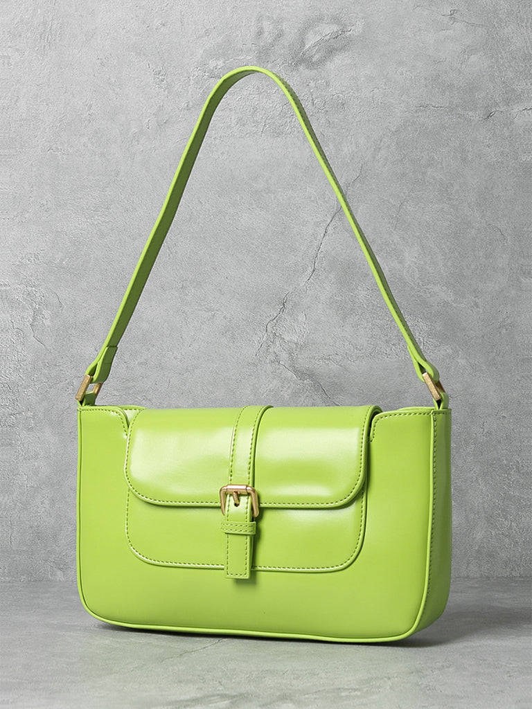Women's Paris 90s Vintage Baguette Handbag Croc-effect Miranda Shoulder Bag - POPBAE