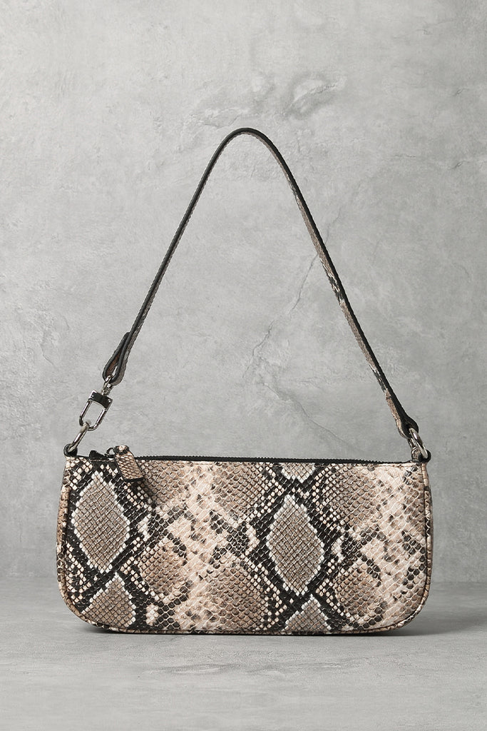 Women's Croc Effect Shoulder Bag 90s Baguette Handbag - POPBAE