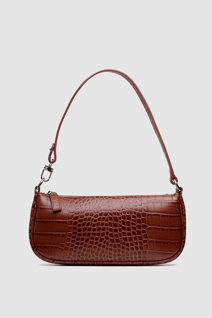 Women's Croc Effect Shoulder Bag 90s Baguette Handbag - POPBAE