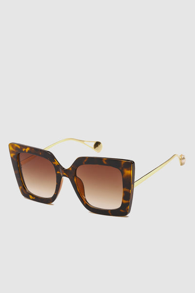 PopBae Women's Retro Cat Sunglasses With Pearl Detail In Tortoise - POPBAE