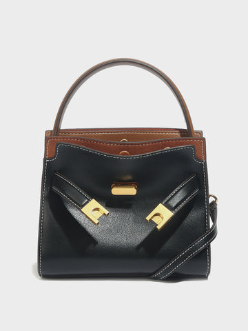 Women's Top Handle Lee Double Bag Messenger Satchel Tote Bag - POPBAE