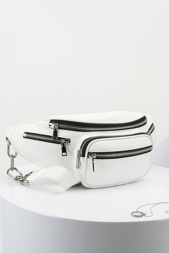 Women's Attica Leather Fanny Pack Archer Chain Belt Bag Designer
