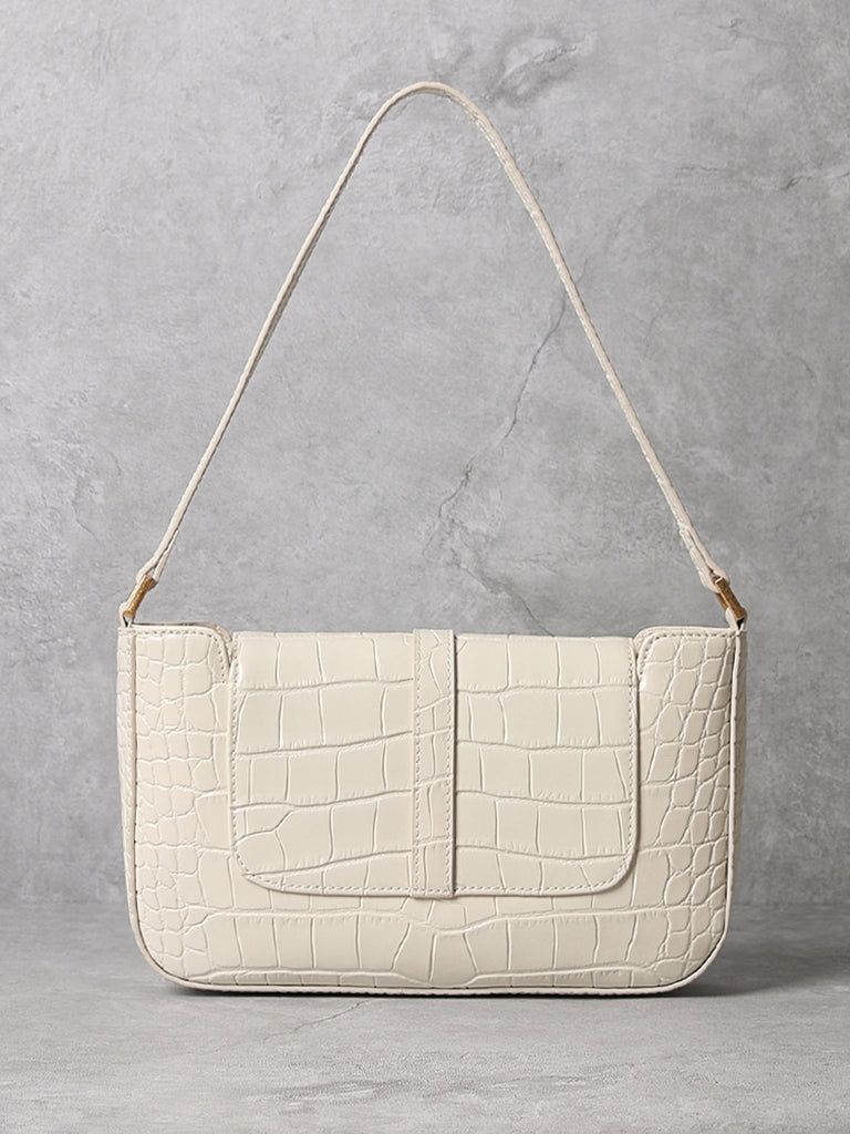 Women's Paris 90s Vintage Baguette Handbag Croc-effect Miranda Shoulder Bag - POPBAE
