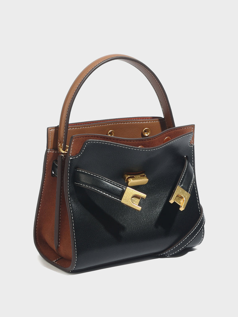Women's Top Handle Lee Double Bag Messenger Satchel Tote Bag - POPBAE