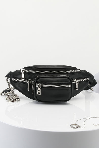 Women's Attica Leather Fanny Pack Archer Chain Belt Bag Designer Waist Bag Soft Bum Bag - POPBAE