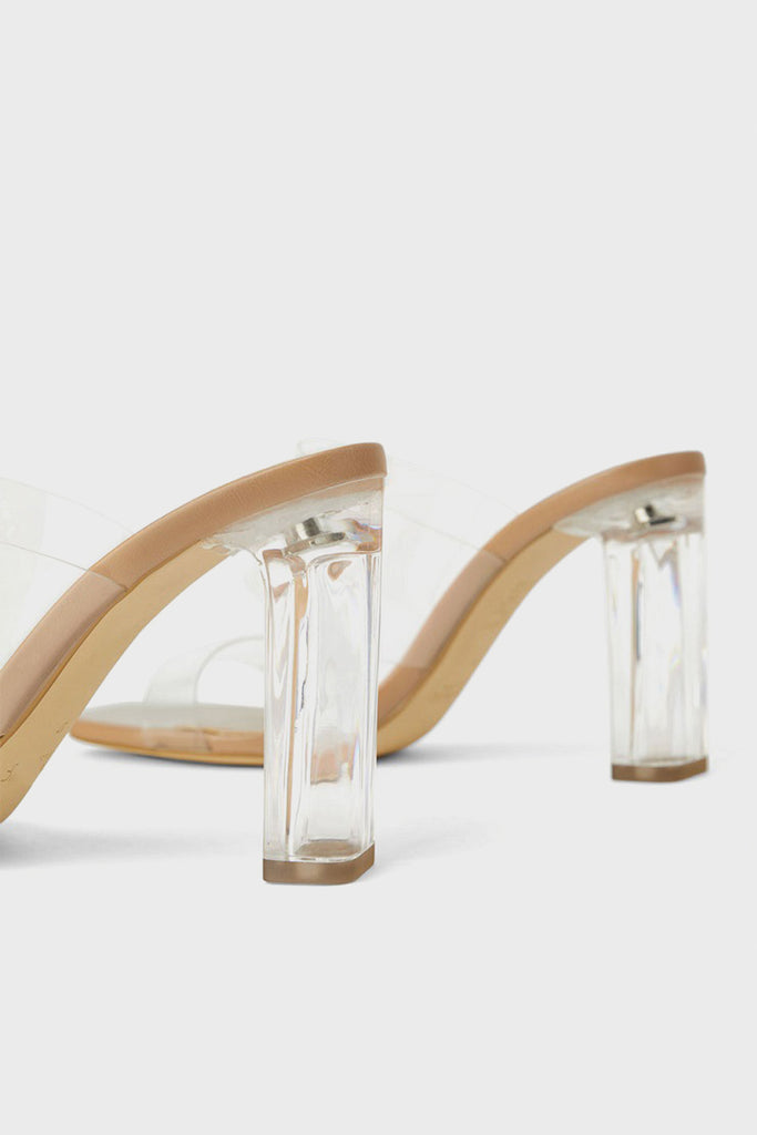 Women's Clear Heeled Sandals In Nude - POPBAE