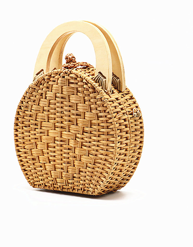 Women's Handmade Braided Tropical Bags Straw Cross Body Bag Detachable Shoulder Strap - POPBAE