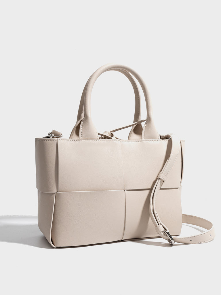 Women's Arco Tote Bag Square Woven Basket Bag Braiding Crossbody Handbag - POPBAE