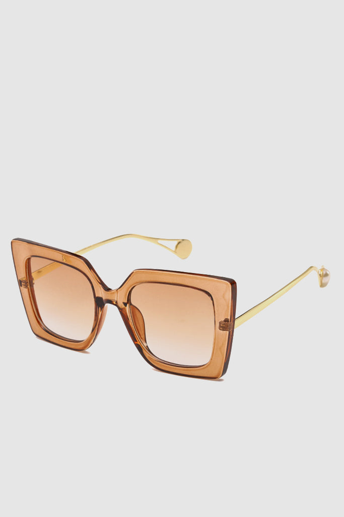 PopBae Women's Retro Cat Sunglasses With Pearl Detail In Tortoise - POPBAE