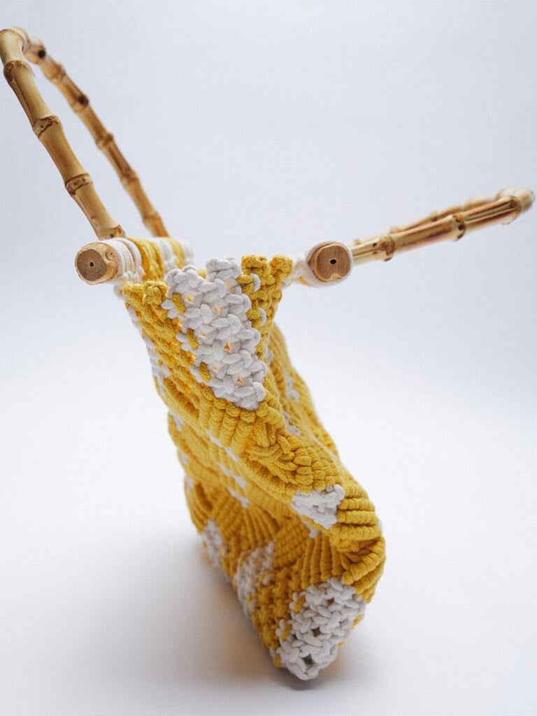 Women's Summer Braided Open-top Basket Handbag Rattan Weave Crochet Bucket Bag Bamboo Handle - POPBAE