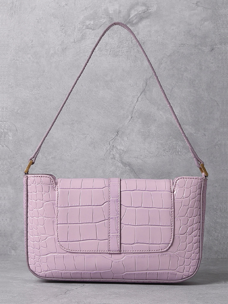 Women's Paris 90s Vintage Baguette Handbag Croc-effect Miranda Shoulder Bag - POPBAE