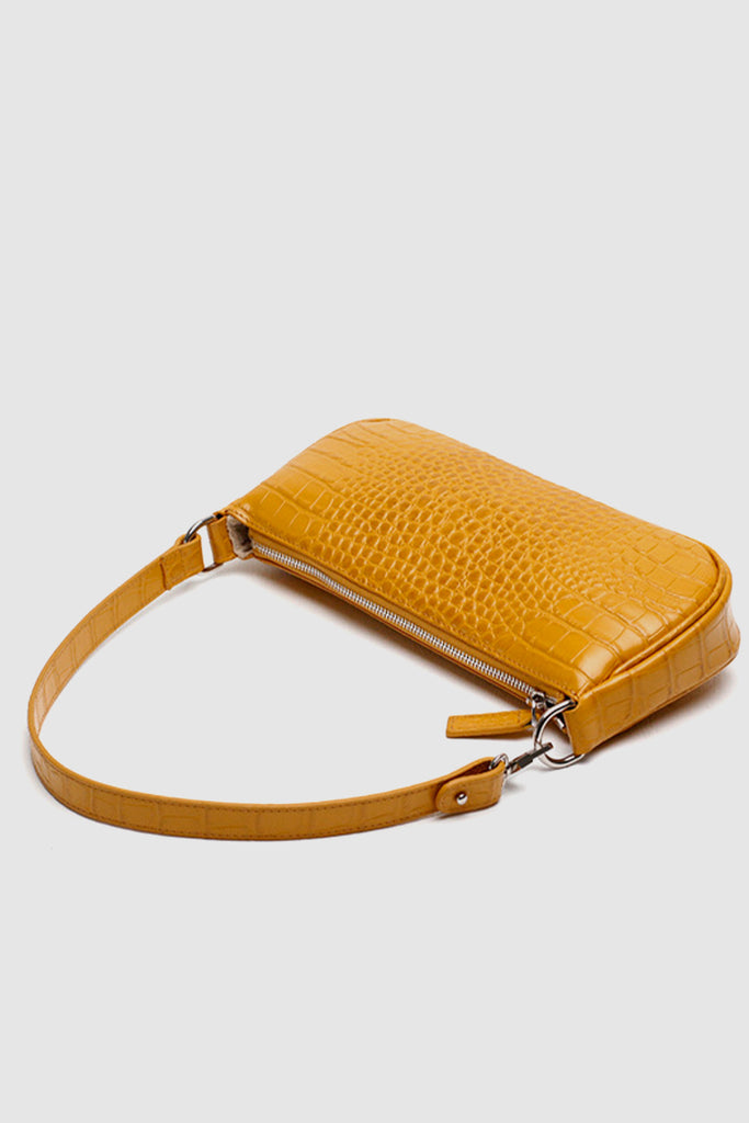 Women's Croc Effect Shoulder Bag 90s Baguette Handbag - POPBAE