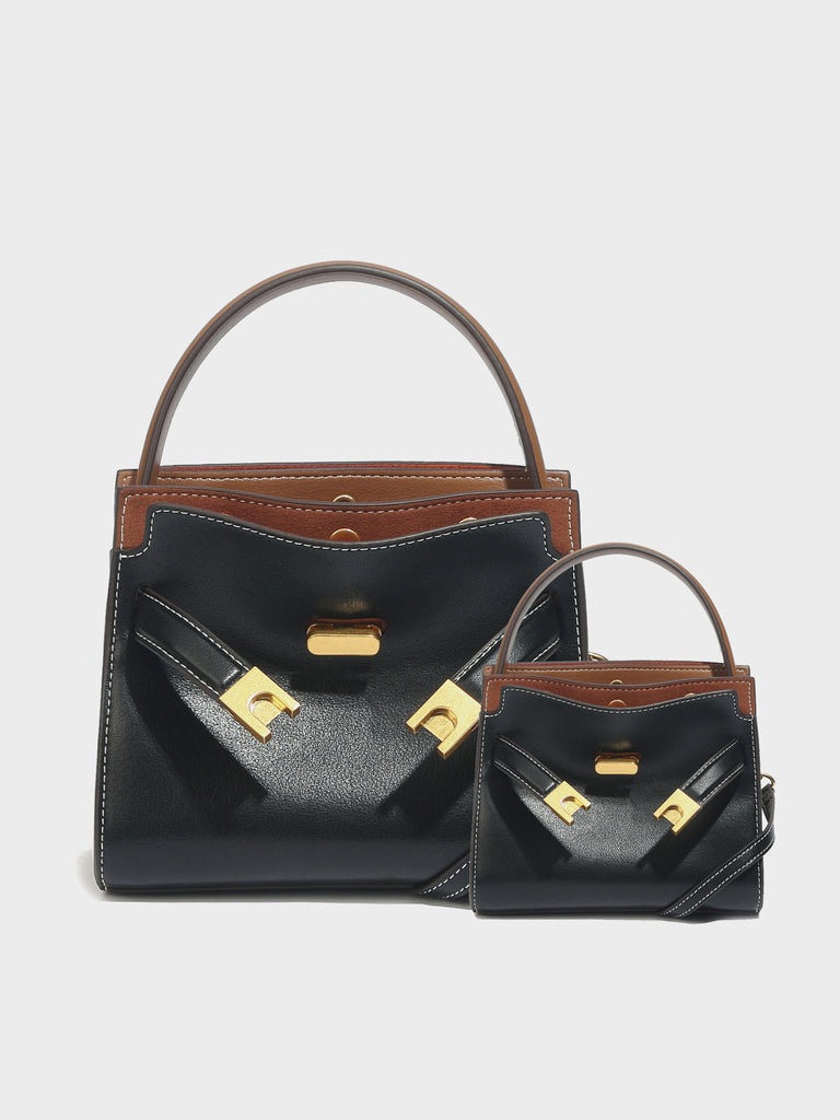 Women's Top Handle Lee Double Bag Messenger Satchel Tote Bag - POPBAE